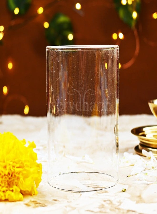 ServDharm Deepam Glass Cover Without Akhand Diya, Borosilicate Wind Protector for Candles Tea Lights & Led Tealight (Diameter 3 Inches X 4 Inches Height) - Image 1